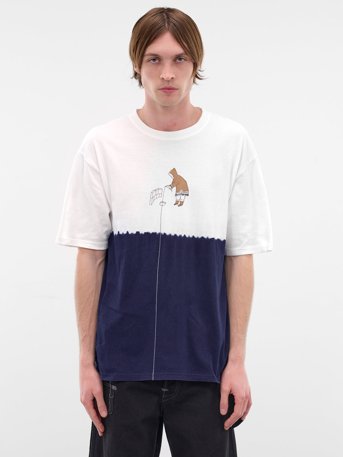 Hand-Dyed Indigo Ice Fishing Tee (K2509SC030-WHITE-INDIGO)