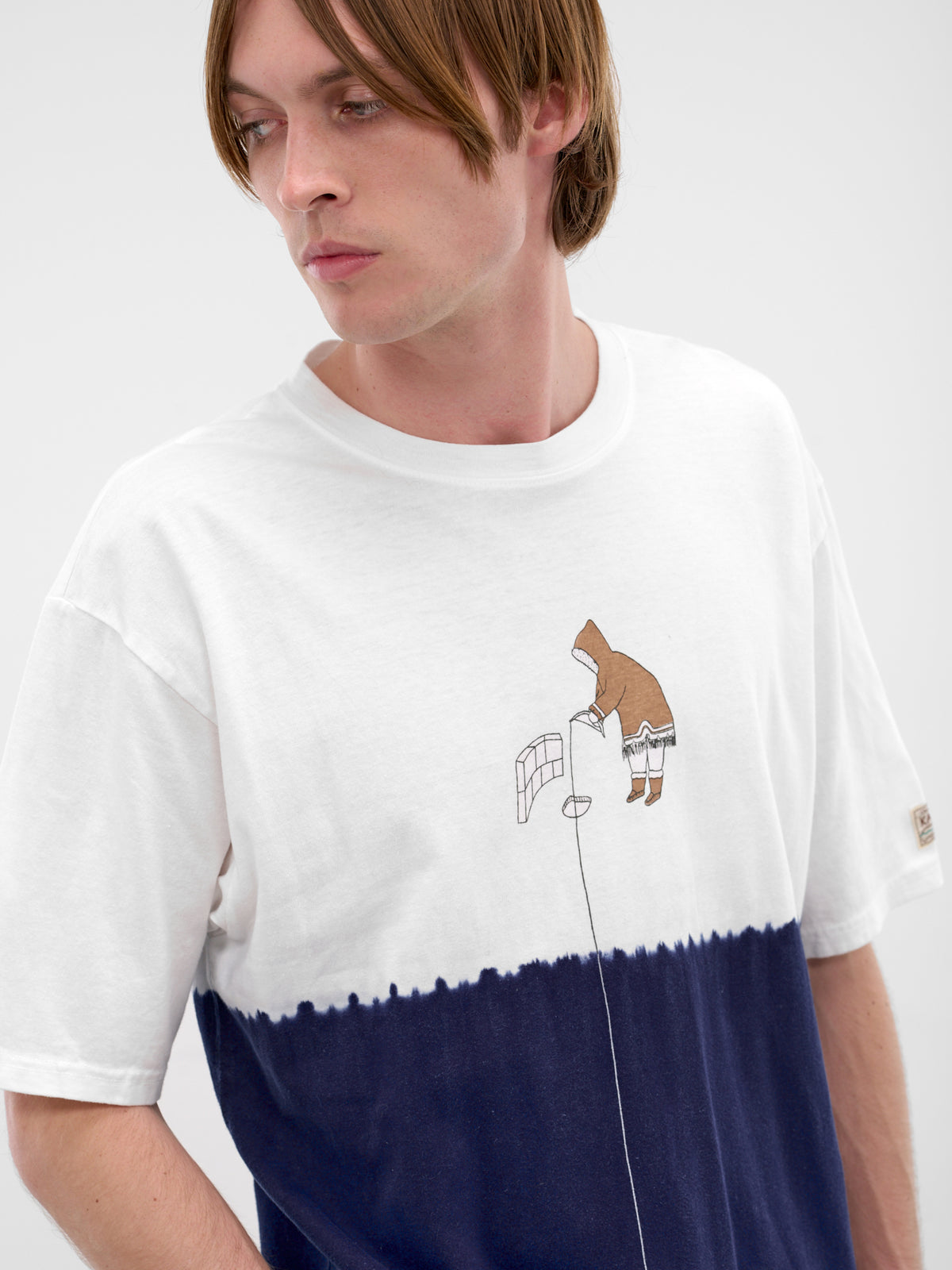 Hand-Dyed Indigo Ice Fishing Tee (K2509SC030-WHITE-INDIGO)