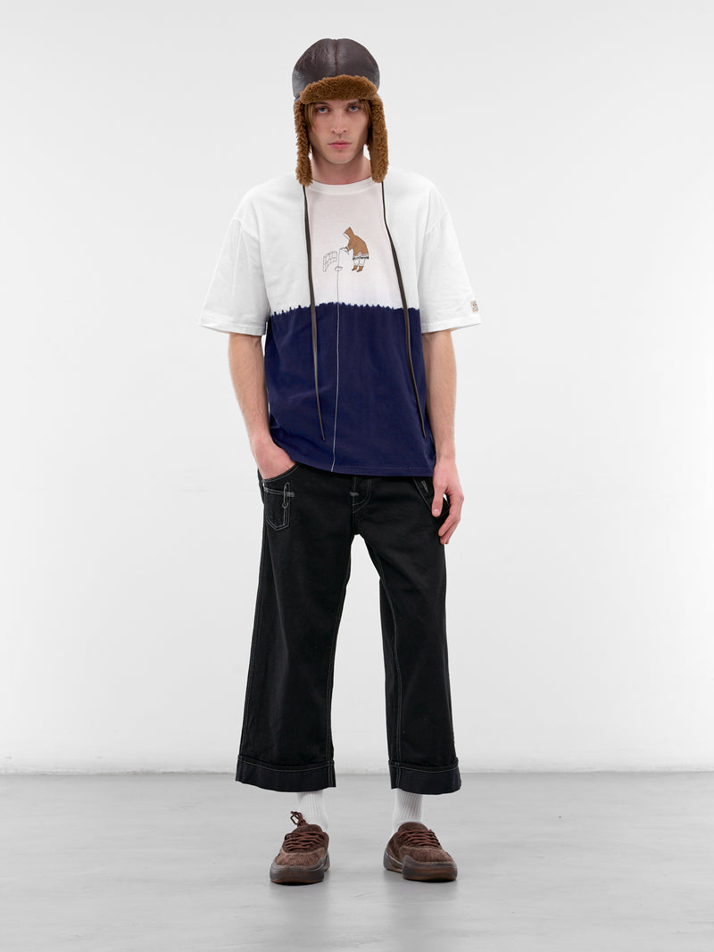 Hand-Dyed Indigo Ice Fishing Tee (K2509SC030-WHITE-INDIGO)