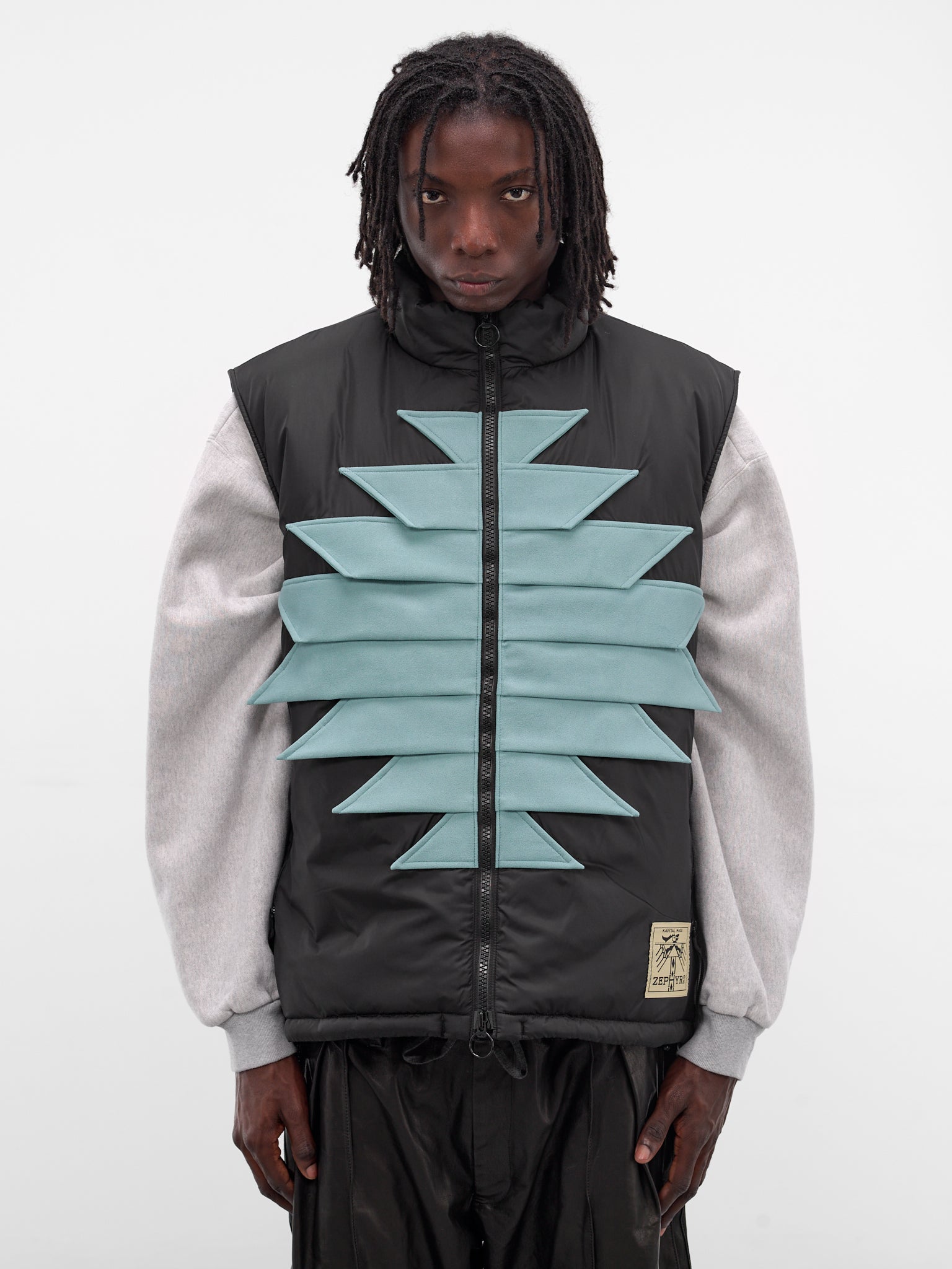 Black Nylon Zepher Fishing Vest (K2509SJ070-BLACK-SAX-LIGHT-BLU)