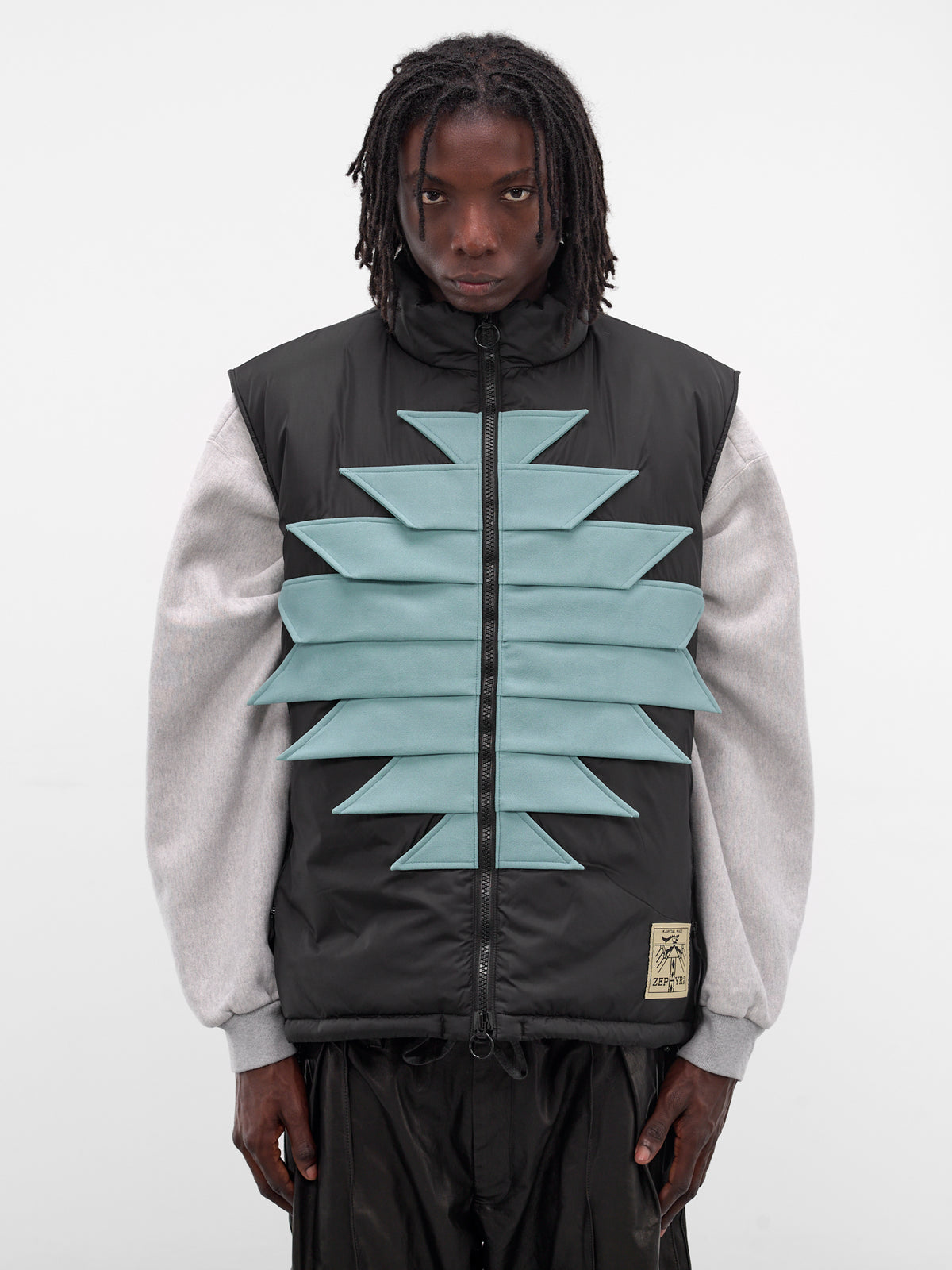 Black Nylon Zepher Fishing Vest (K2509SJ070-BLACK-SAX-LIGHT-BLU)