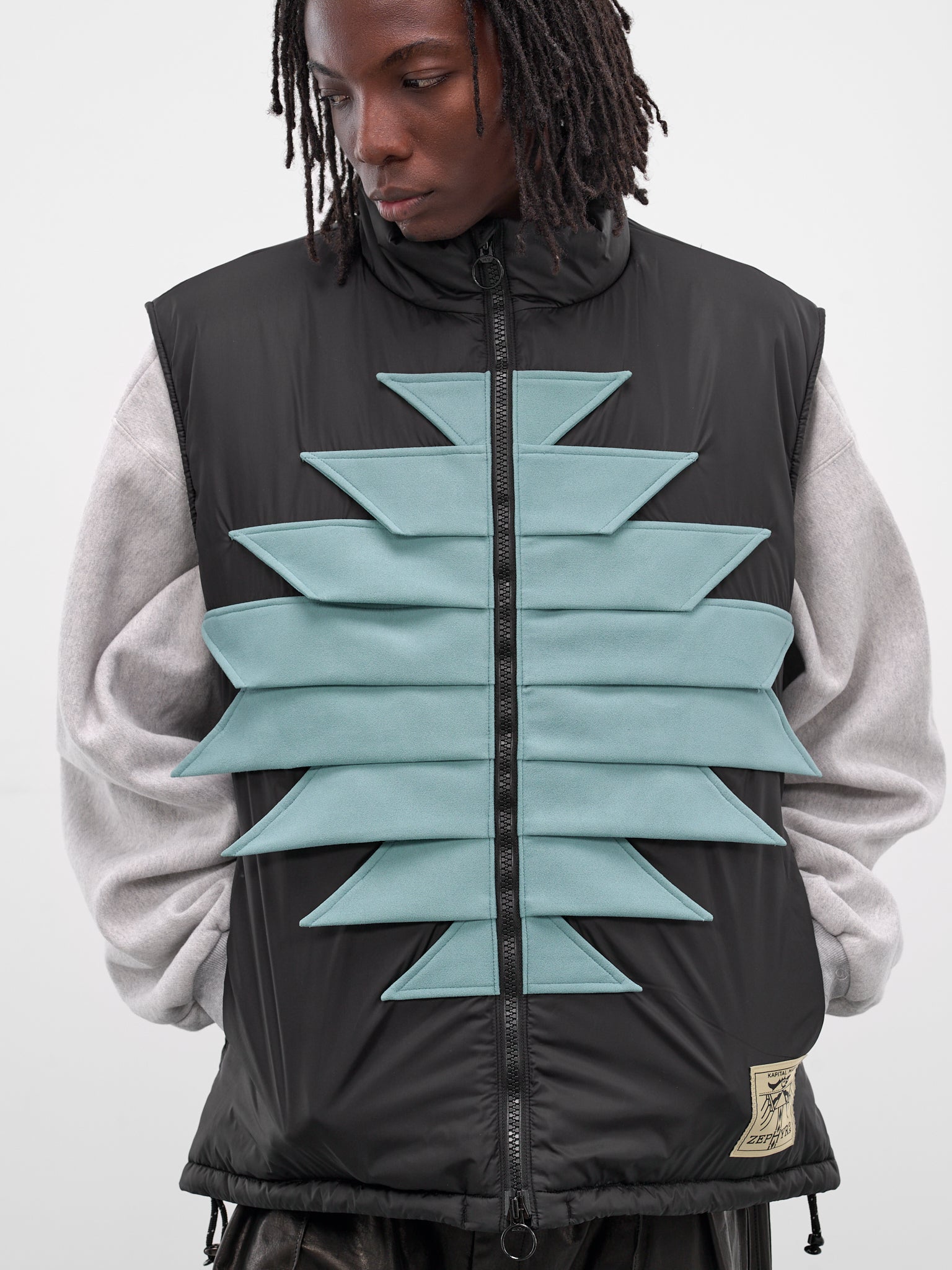 Black Nylon Zepher Fishing Vest (K2509SJ070-BLACK-SAX-LIGHT-BLU)