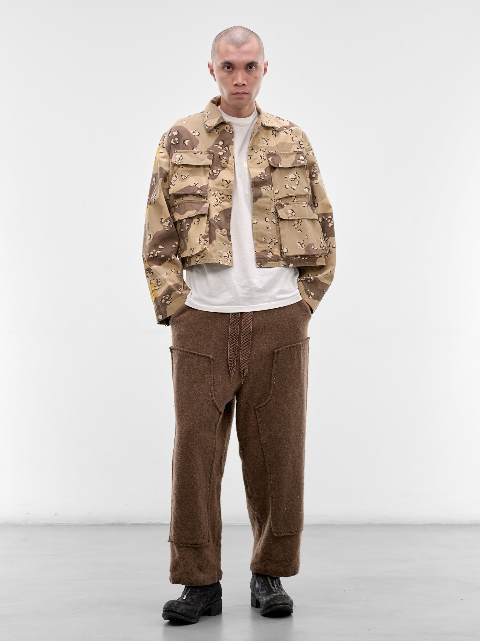 Beige Camouflage Herringbone Boxy Jacket (K2510LJ104-BEIGE)