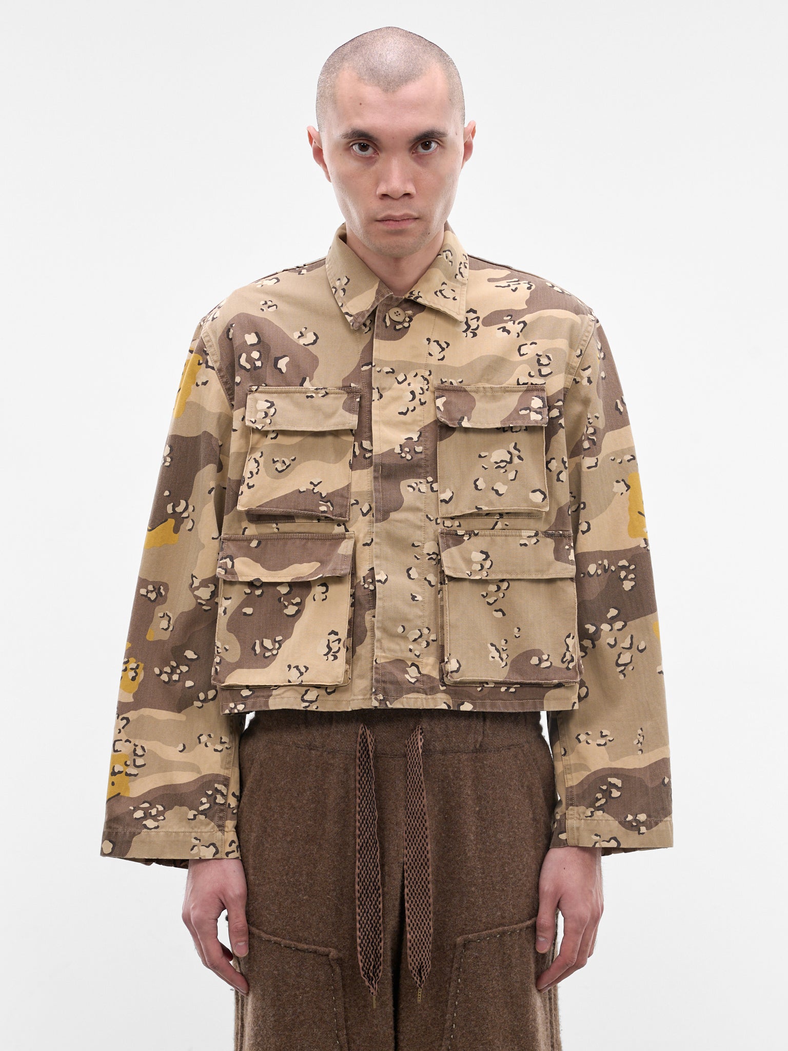 Beige Camouflage Herringbone Boxy Jacket (K2510LJ104-BEIGE)