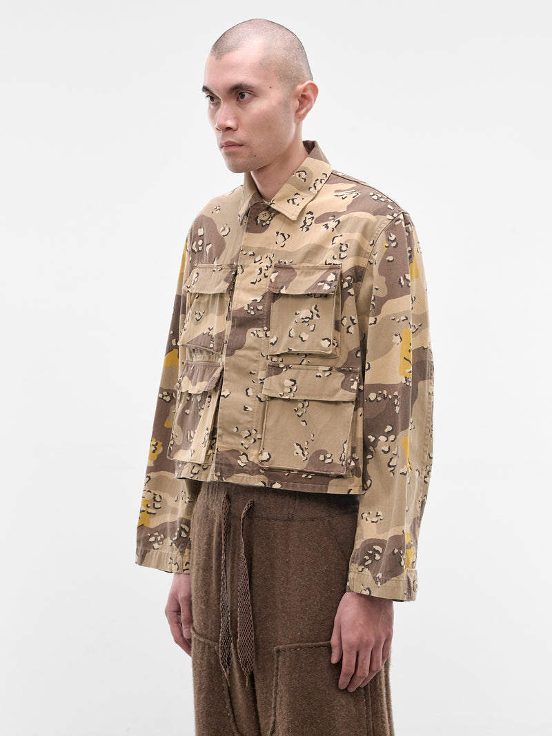 Beige Camouflage Herringbone Boxy Jacket (K2510LJ104-BEIGE)