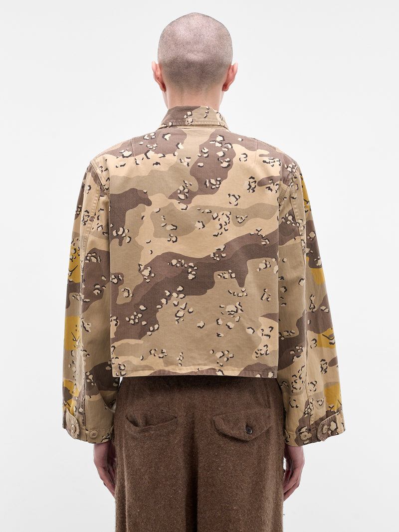 Beige Camouflage Herringbone Boxy Jacket (K2510LJ104-BEIGE)