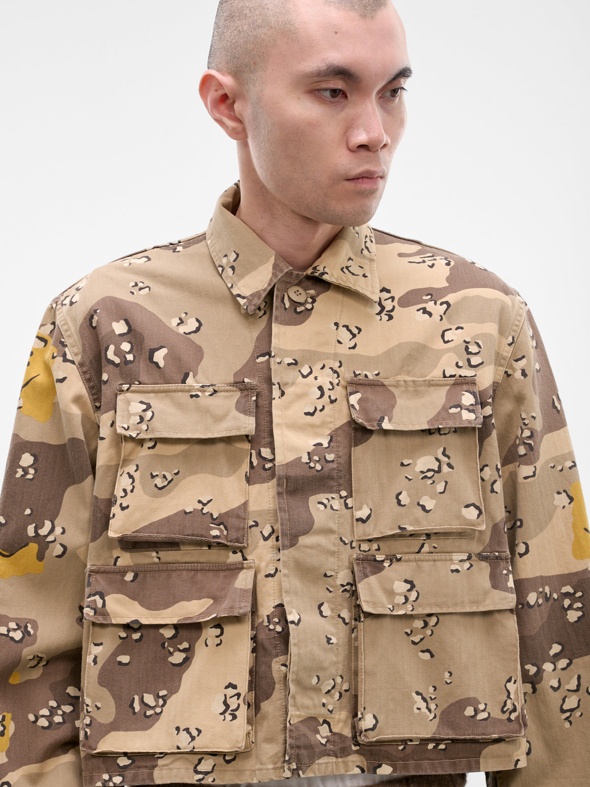 Beige Camouflage Herringbone Boxy Jacket (K2510LJ104-BEIGE)