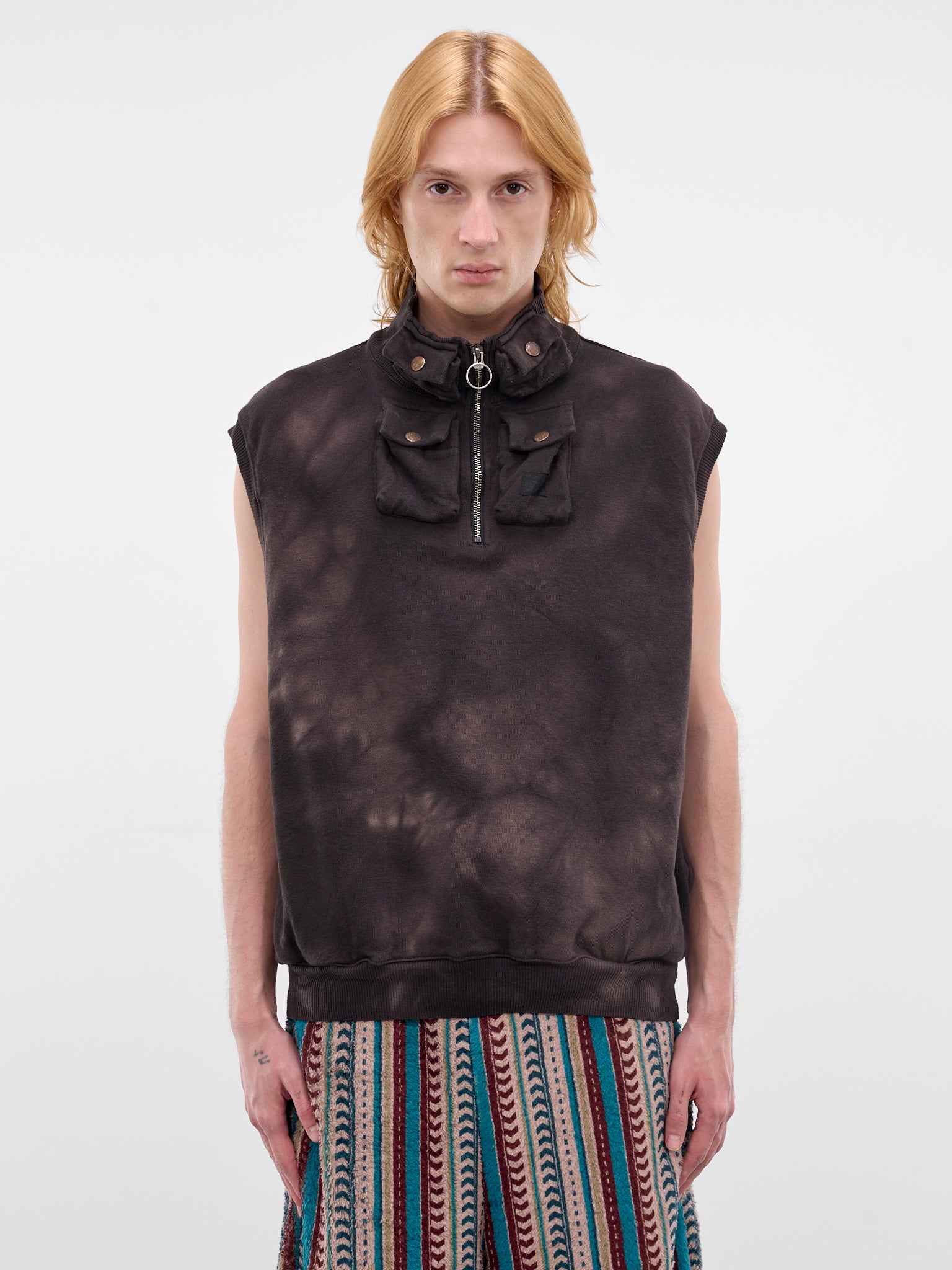 Charcoal Cotton Tie-Dye Cargo Vest (K2510SC139-CHARCOAL)