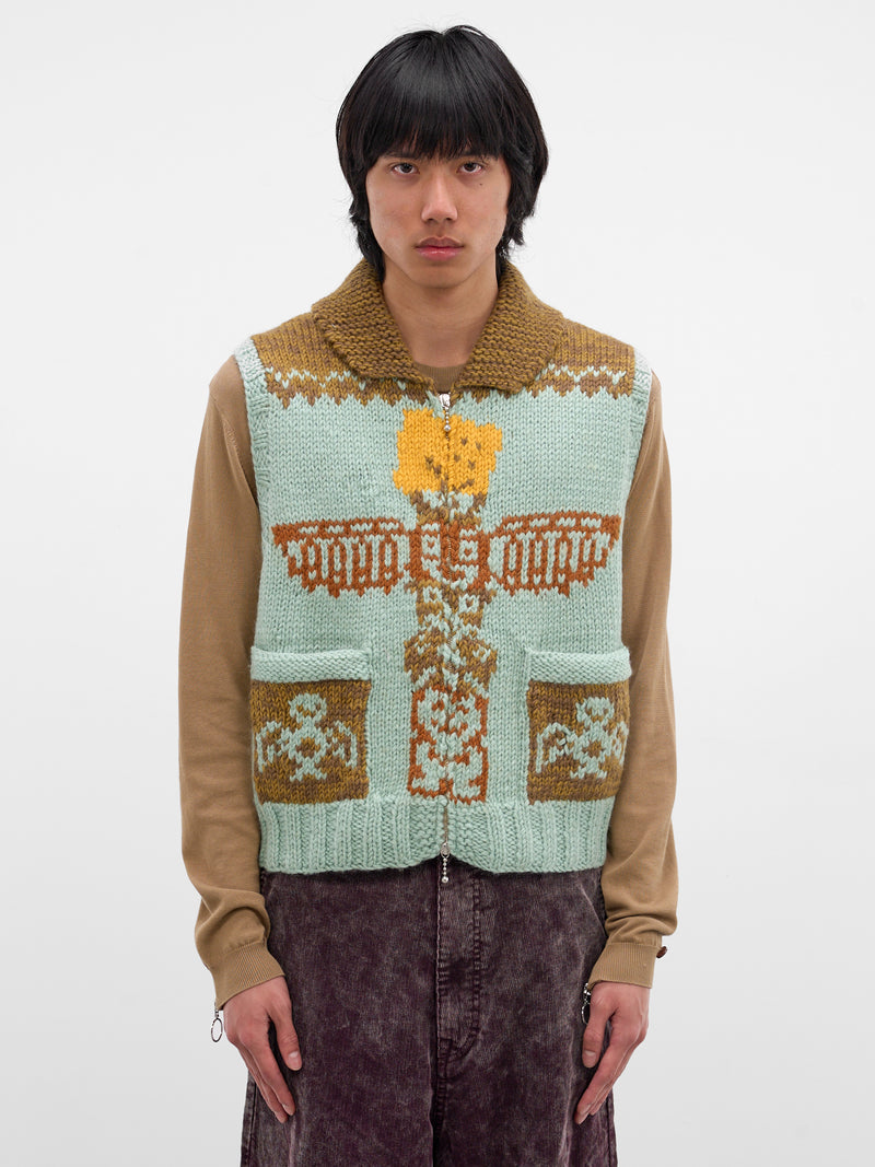 Blue Jacquard Knit Zip Vest (K2511KN181-SAX-LIGHT-BLUE)