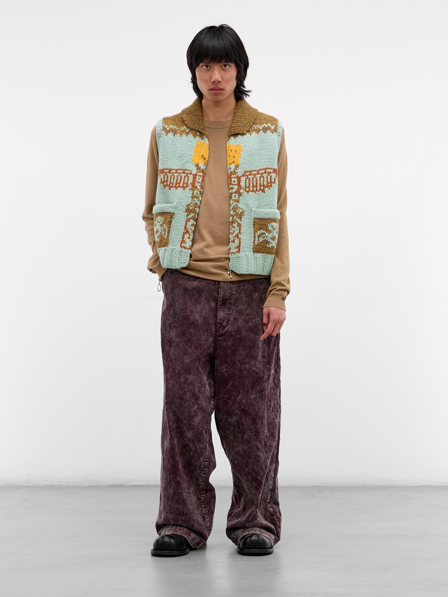 Blue Jacquard Knit Zip Vest (K2511KN181-SAX-LIGHT-BLUE)