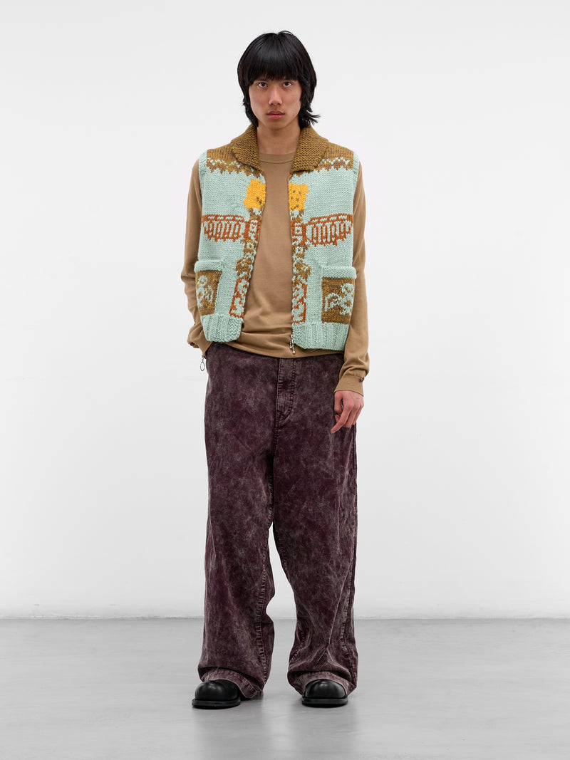 Blue Jacquard Knit Zip Vest (K2511KN181-SAX-LIGHT-BLUE)