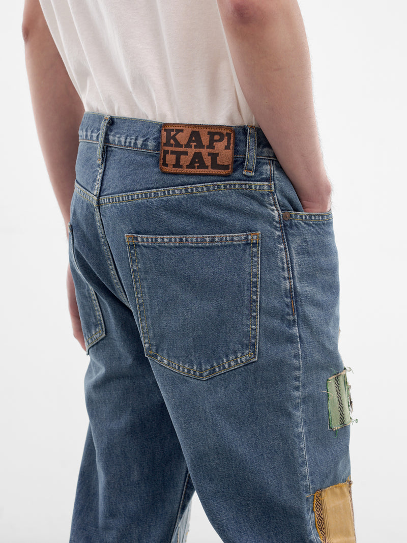 Denim Okabellbo Patchwork Flared Jeans (K2511LP193-PRO-BLUE)