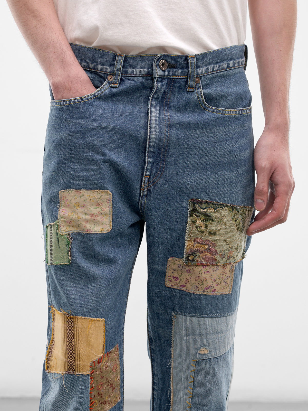 Denim Okabellbo Patchwork Flared Jeans (K2511LP193-PRO-BLUE)