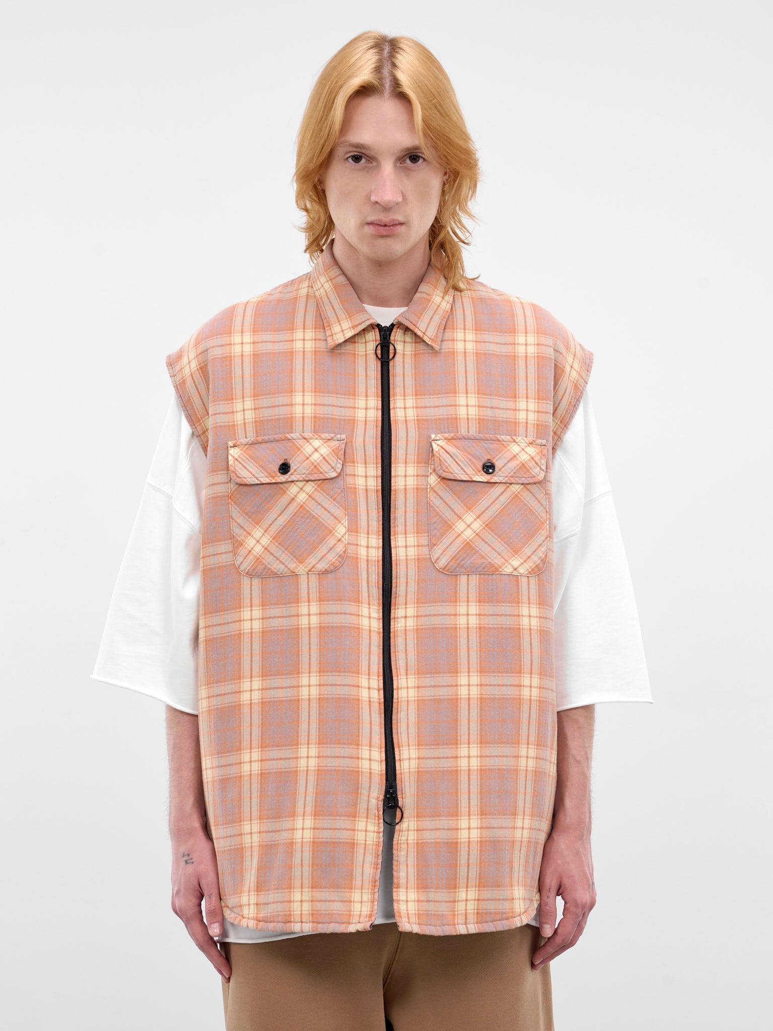 Purple Cotton Plaid Boxy Vest (K2511SJ195-PURPLE)