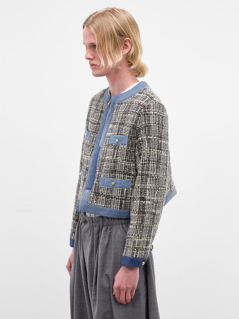 Knit & Denim Boxy Zip Jacket (K2512LJ209-GRAY)