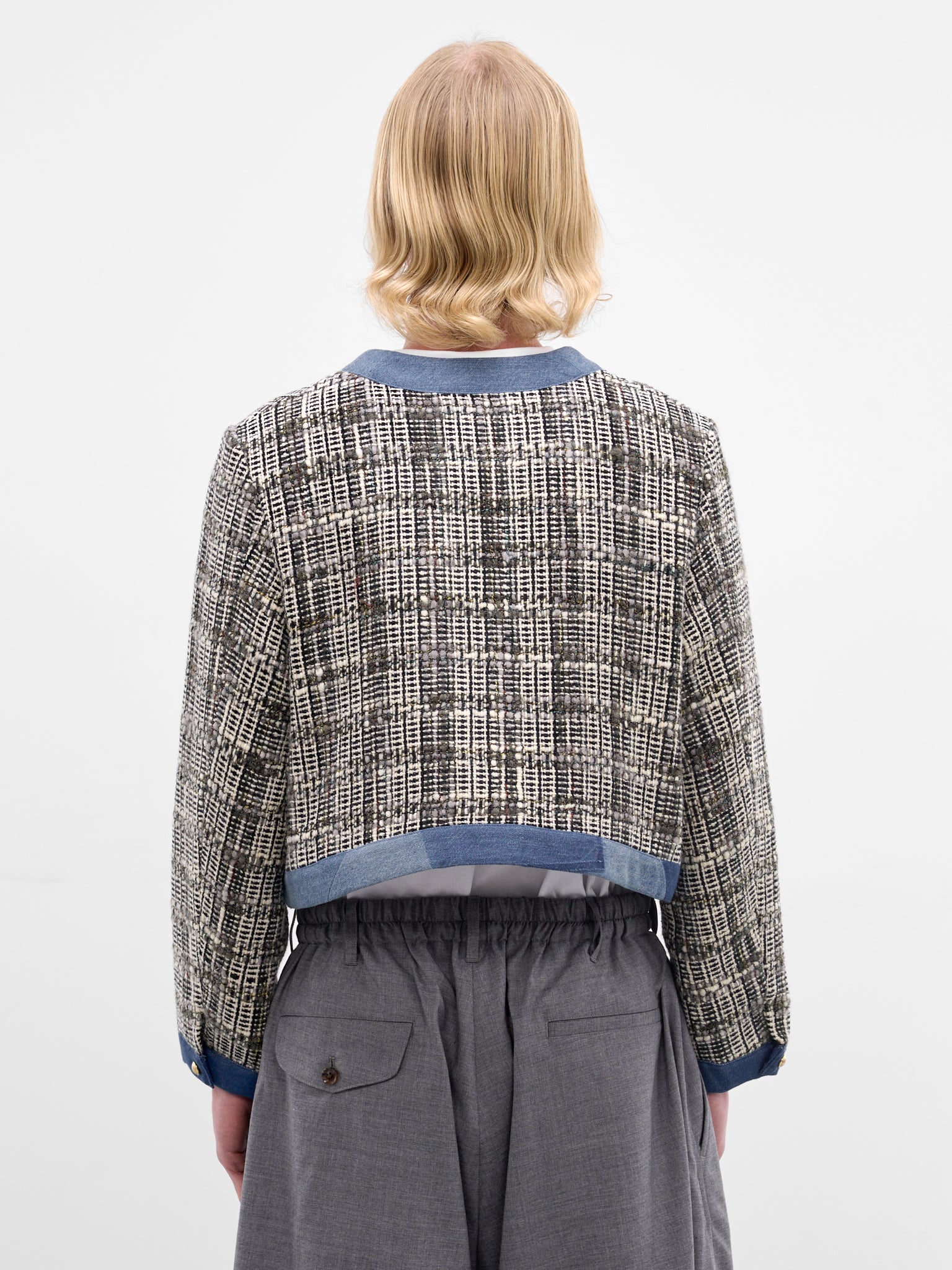 Knit & Denim Boxy Zip Jacket (K2512LJ209-GRAY)