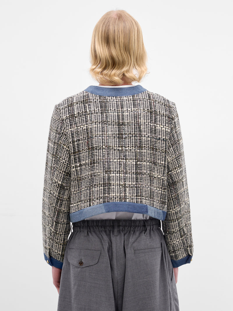 Knit & Denim Boxy Zip Jacket (K2512LJ209-GRAY)