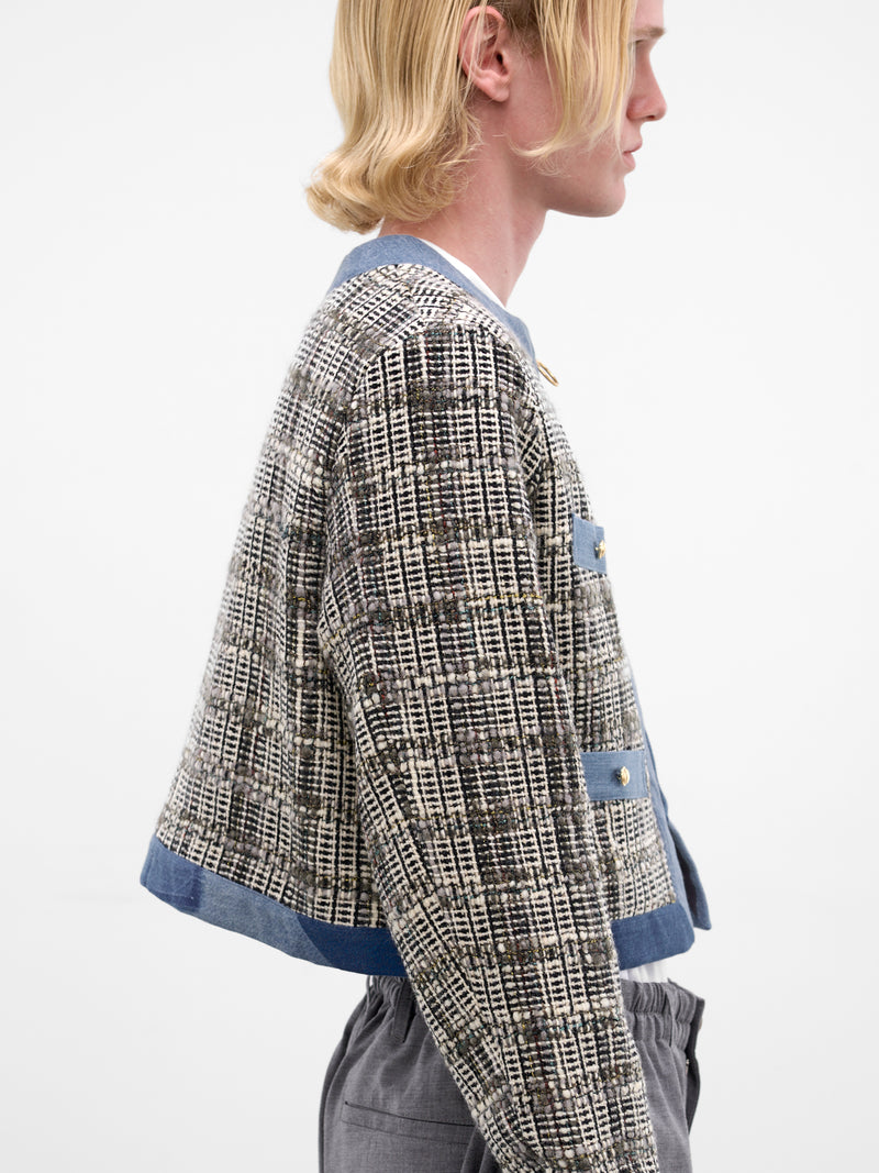 Knit & Denim Boxy Zip Jacket (K2512LJ209-GRAY)