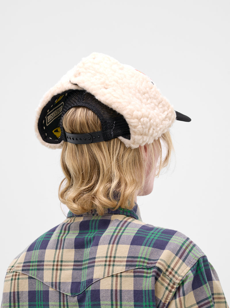 Ear Flaps Slots Trucker Hat (K2512XH566-WHITE-BLACK