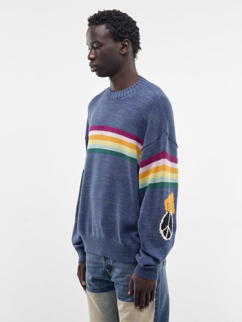 Rainbowy Smiley Striped Knit Sweater (K2603KN012-BLUE)