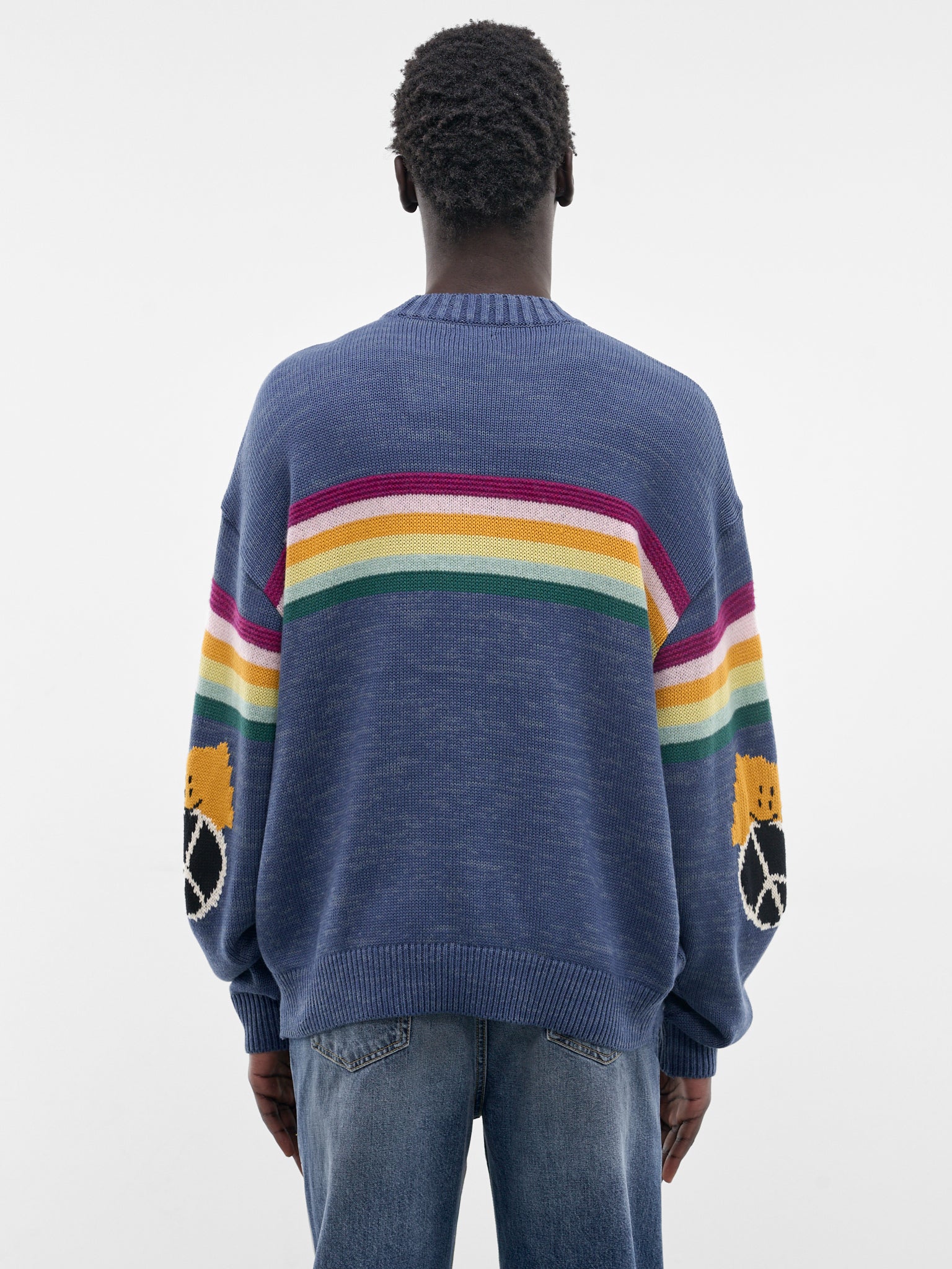 Rainbowy Smiley Striped Knit Sweater (K2603KN012-BLUE)