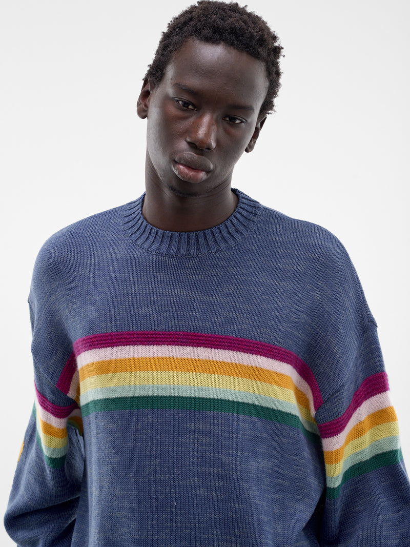 Rainbowy Smiley Striped Knit Sweater (K2603KN012-BLUE)