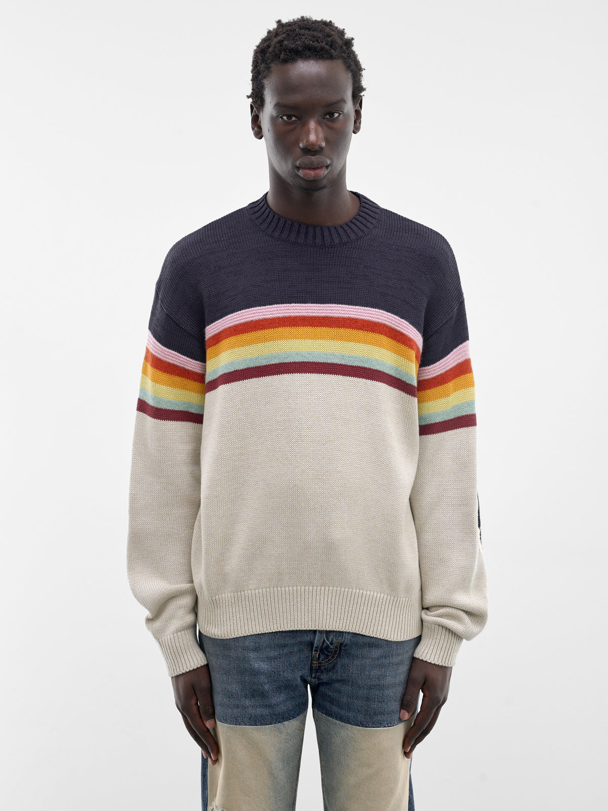 Rainbowy Smiley Striped Knit Sweater (K2603KN013-MULTICOLOR)