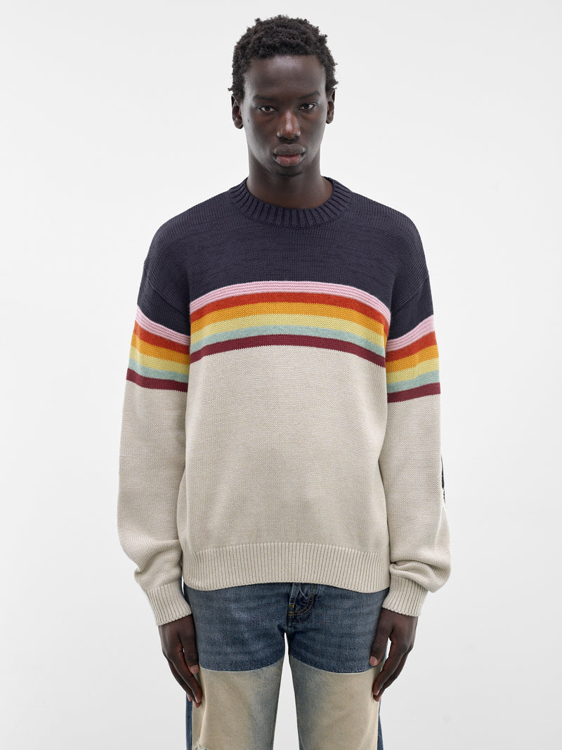 Rainbowy Smiley Striped Knit Sweater (K2603KN013-MULTICOLOR)