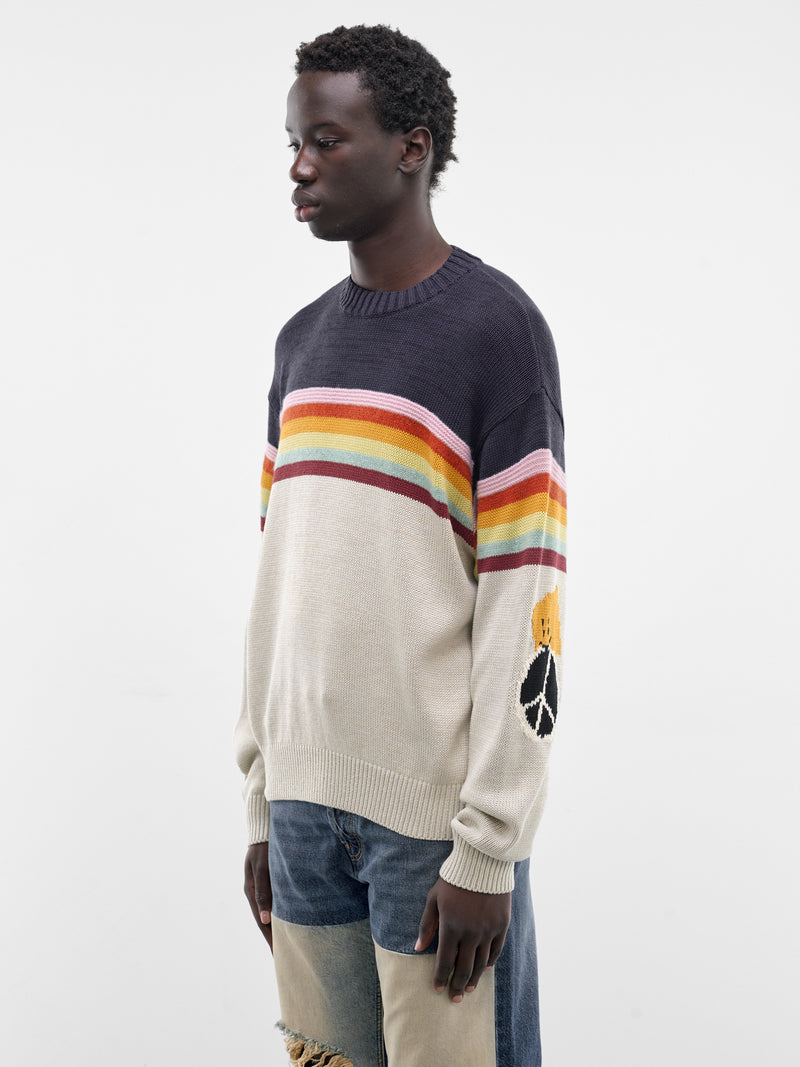 Rainbowy Smiley Striped Knit Sweater (K2603KN013-MULTICOLOR)