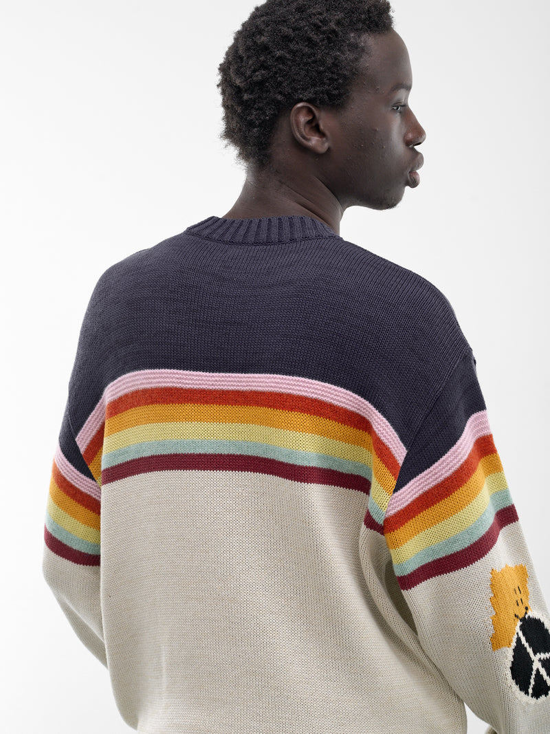 Rainbowy Smiley Striped Knit Sweater (K2603KN013-MULTICOLOR)