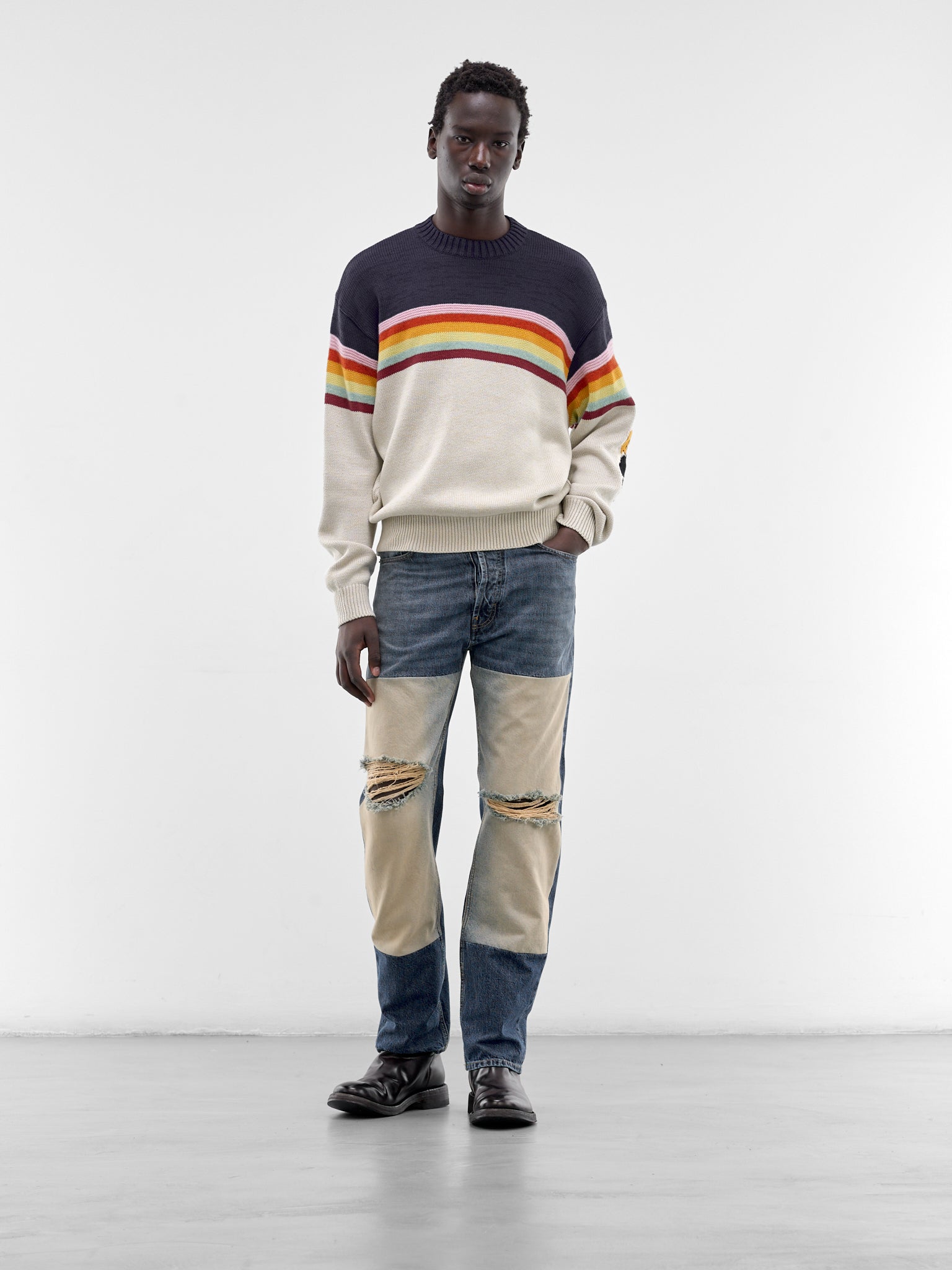 Rainbowy Smiley Striped Knit Sweater (K2603KN013-MULTICOLOR)