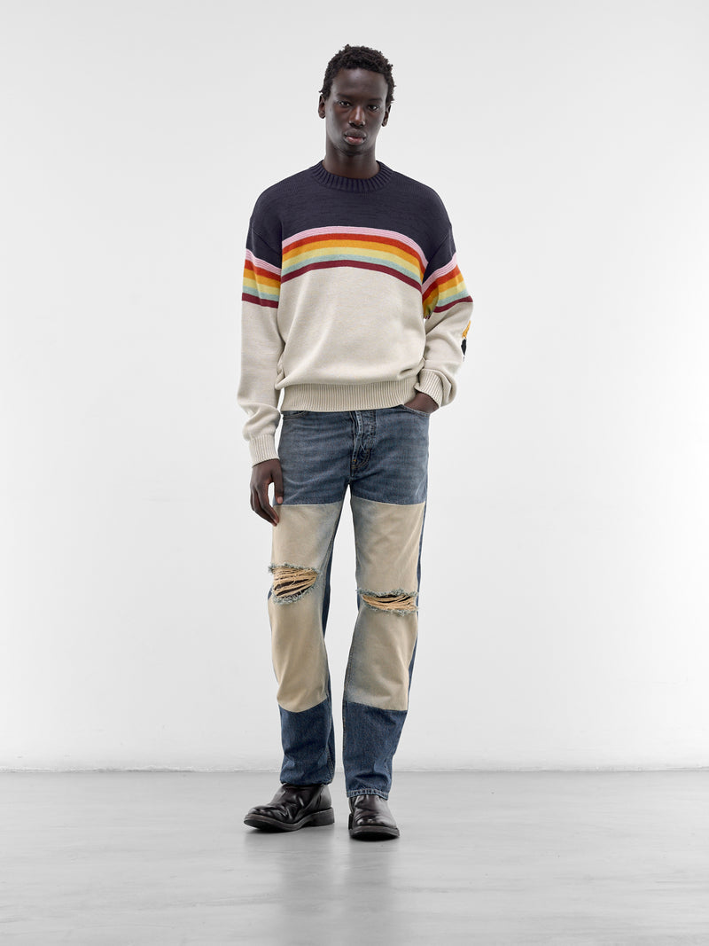 Rainbowy Smiley Striped Knit Sweater (K2603KN013-MULTICOLOR)
