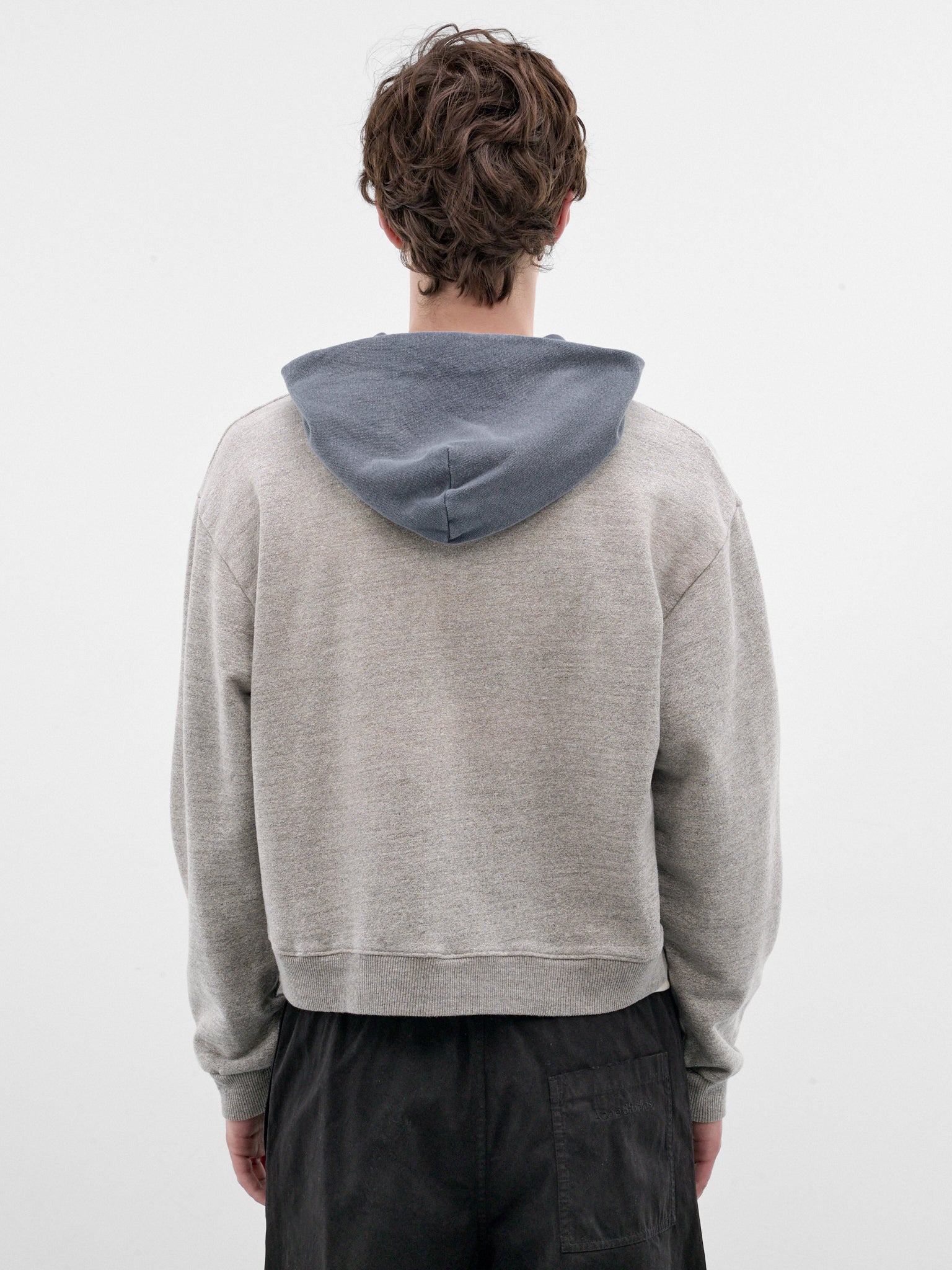 Contrast Panel Cropped Zip Hoodie (K2603LC084-GREY_