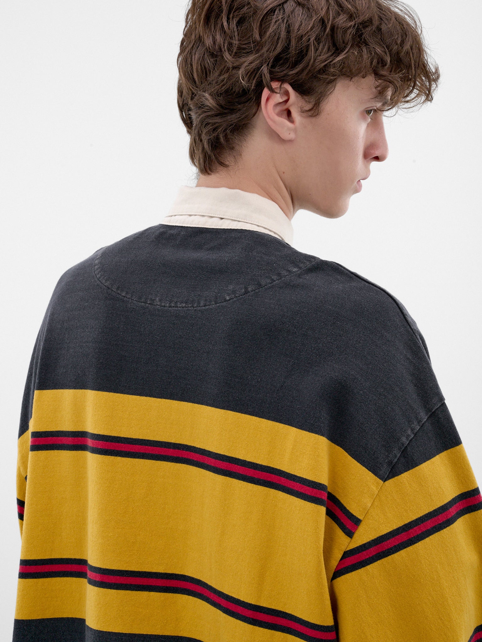 Striped Long Sleeve Rugby Shirt (K2604LC092-BLACK)