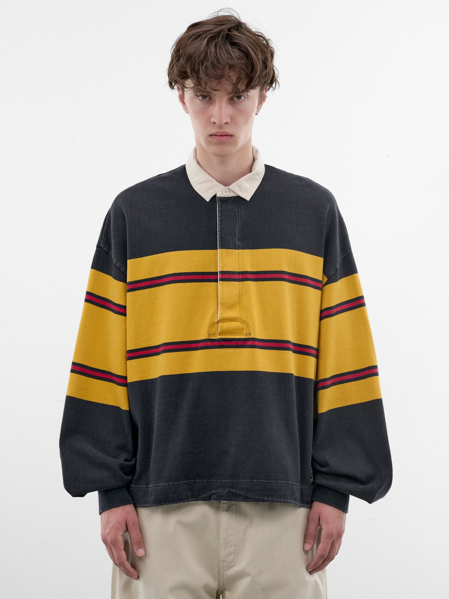 Striped Long Sleeve Rugby Shirt (K2604LC092-BLACK)