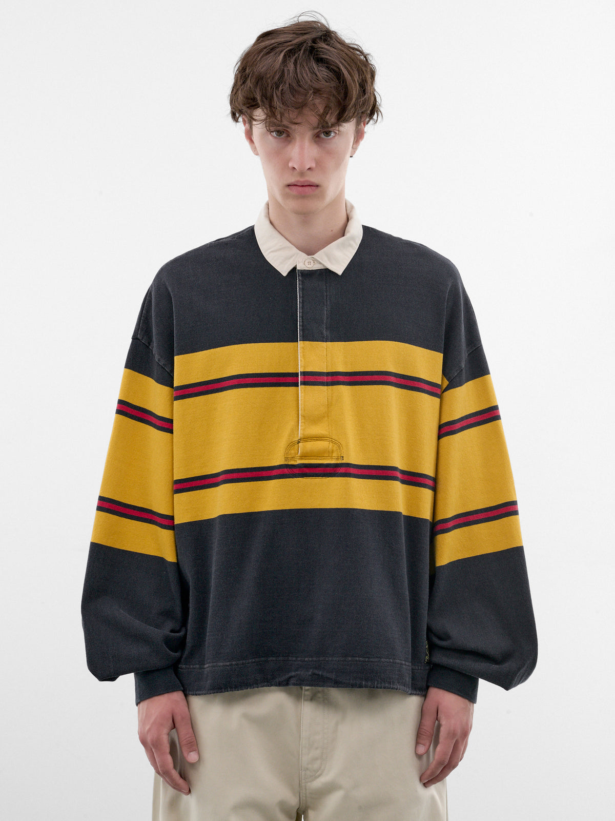 Striped Long Sleeve Rugby Shirt (K2604LC092-BLACK)
