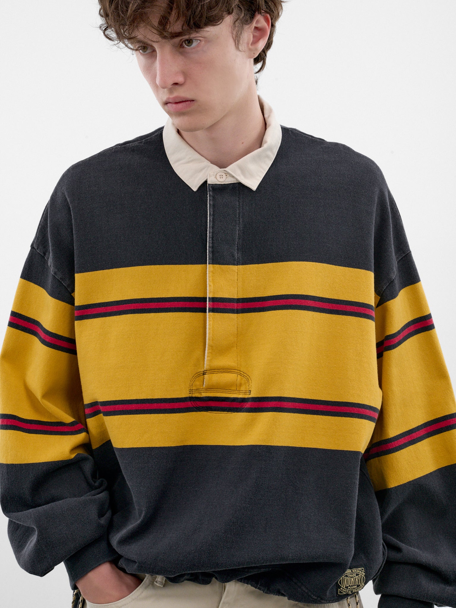 Striped Long Sleeve Rugby Shirt (K2604LC092-BLACK)
