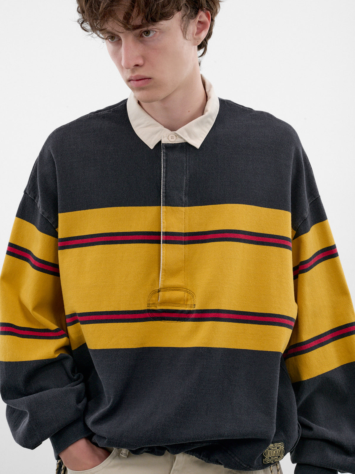 Striped Long Sleeve Rugby Shirt (K2604LC092-BLACK)