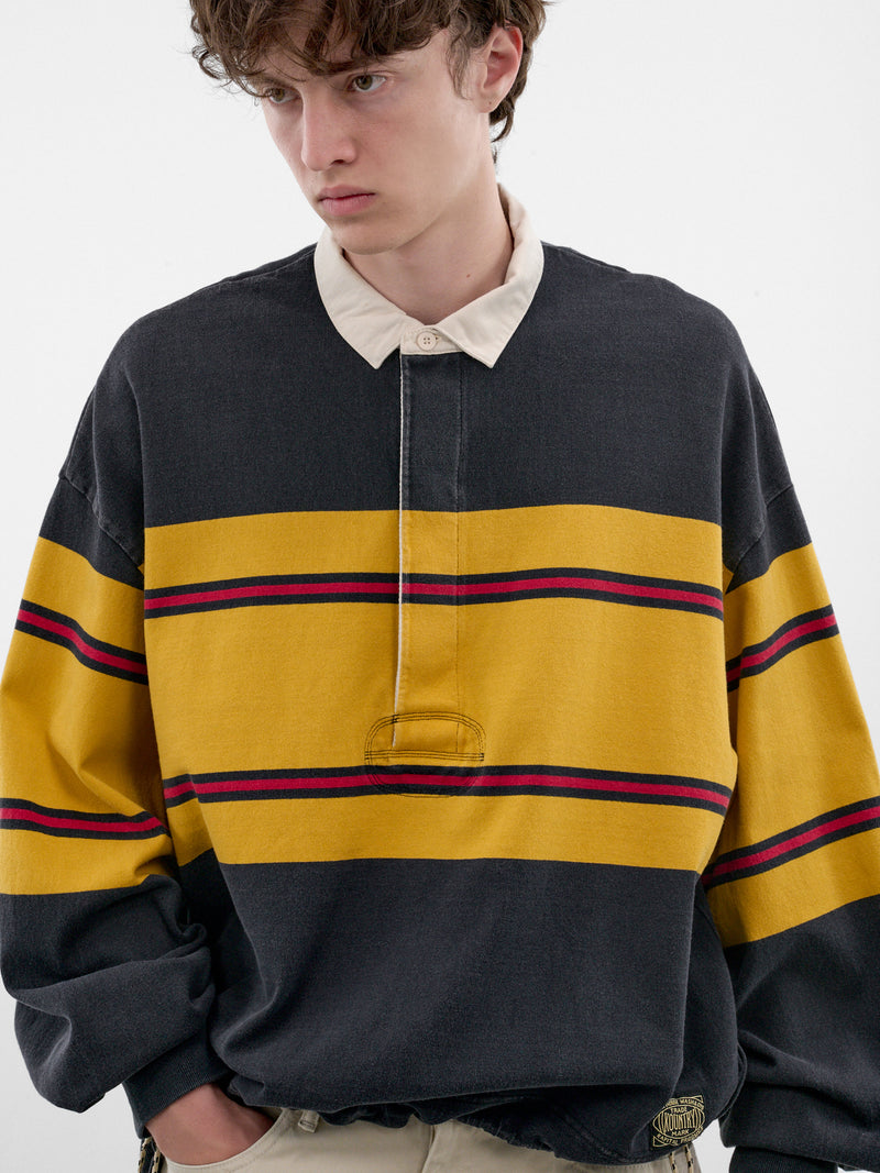 Striped Long Sleeve Rugby Shirt (K2604LC092-BLACK)