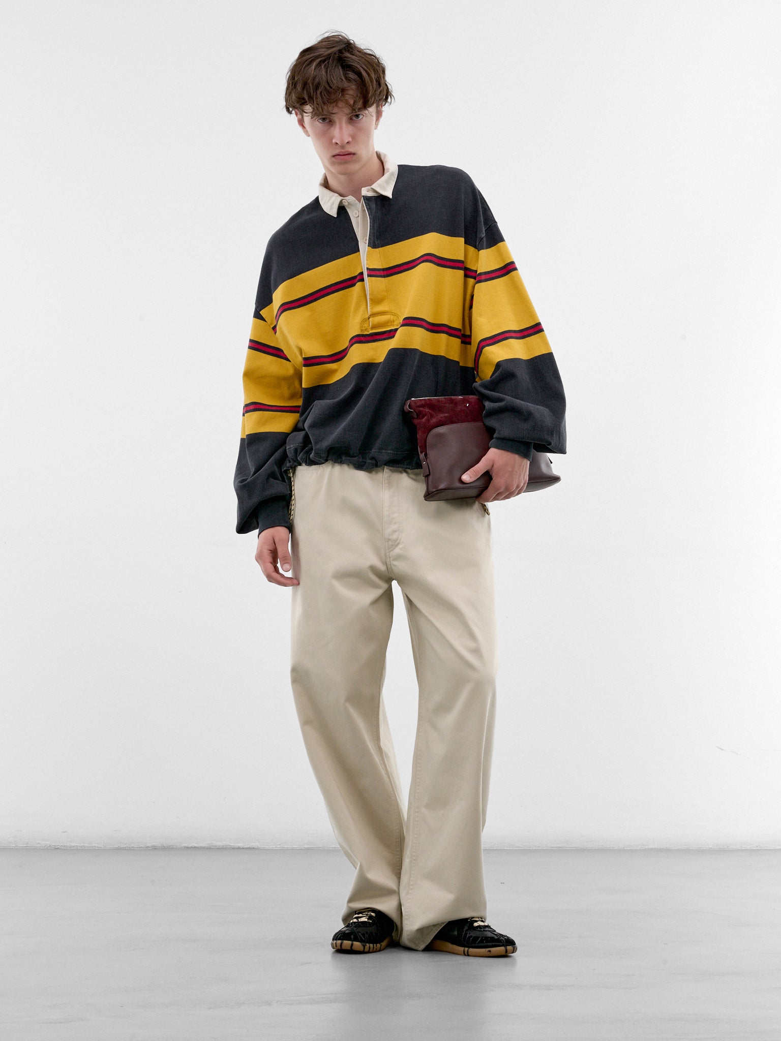 Striped Long Sleeve Rugby Shirt (K2604LC092-BLACK)