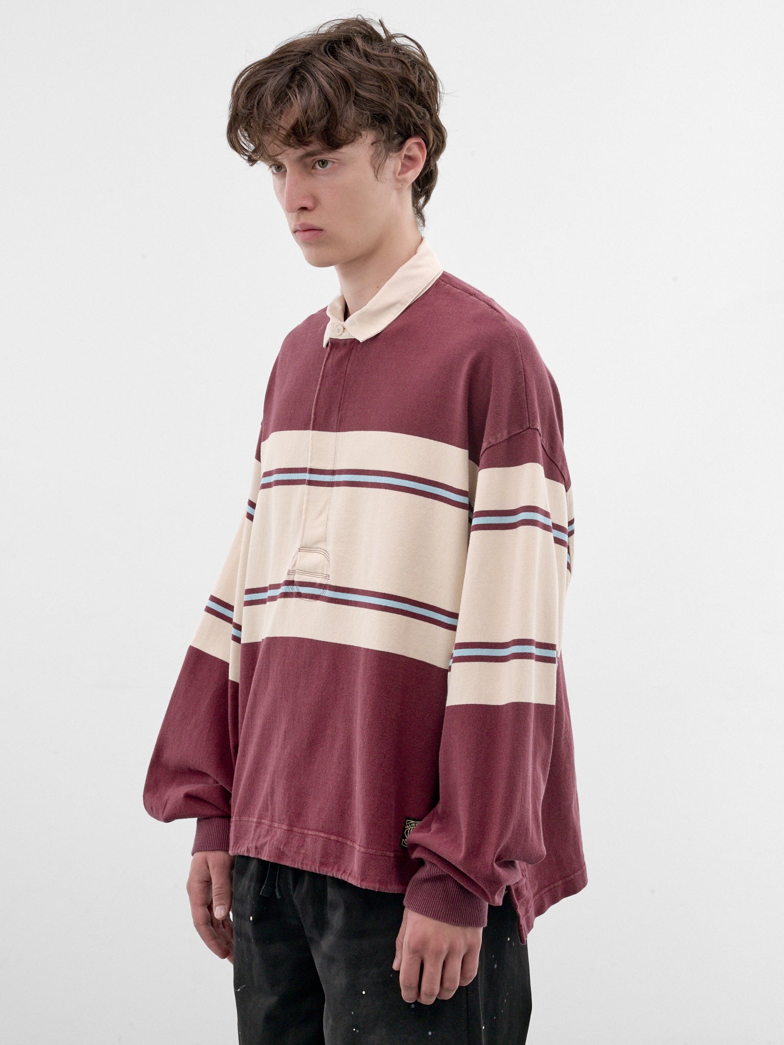 Striped Long Sleeve Rugby Shirt (K2604LC092-ENJ-MAROON