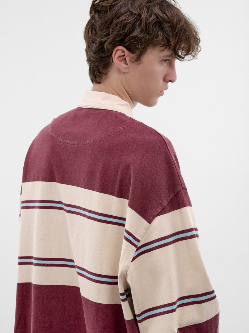 Striped Long Sleeve Rugby Shirt (K2604LC092-ENJ-MAROON