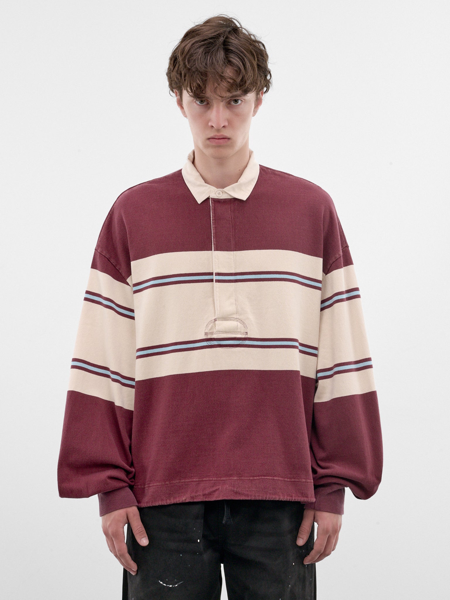 Striped Long Sleeve Rugby Shirt (K2604LC092-ENJ-MAROON