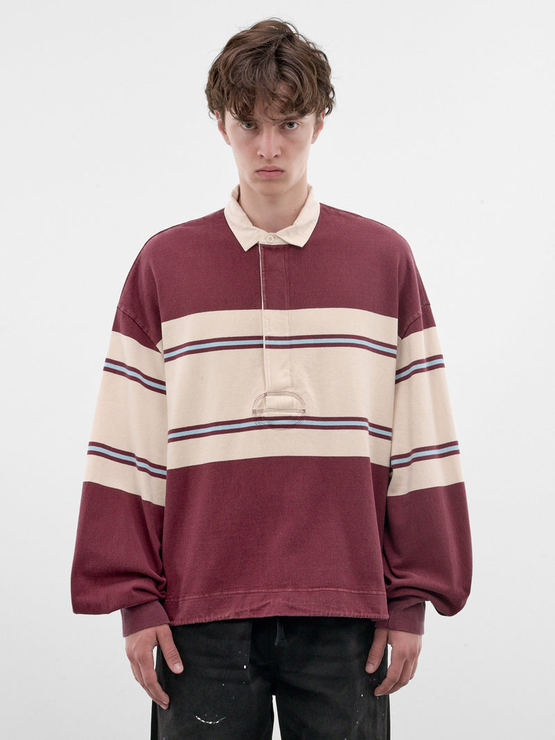 Striped Long Sleeve Rugby Shirt (K2604LC092-ENJ-MAROON