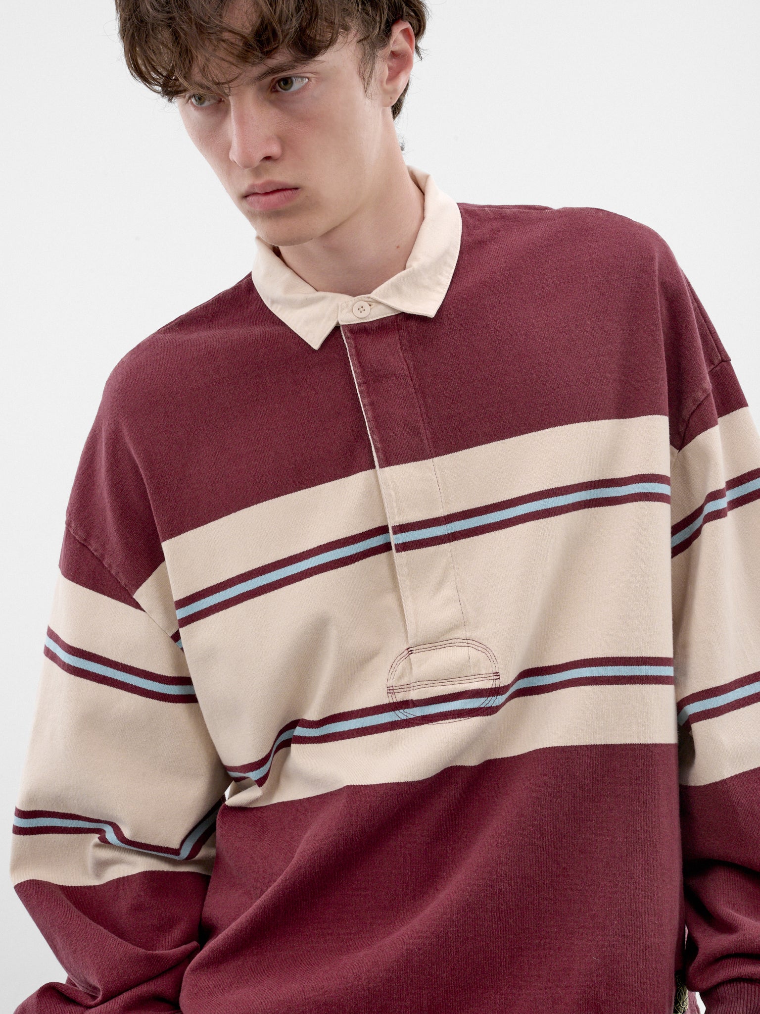 Striped Long Sleeve Rugby Shirt (K2604LC092-ENJ-MAROON