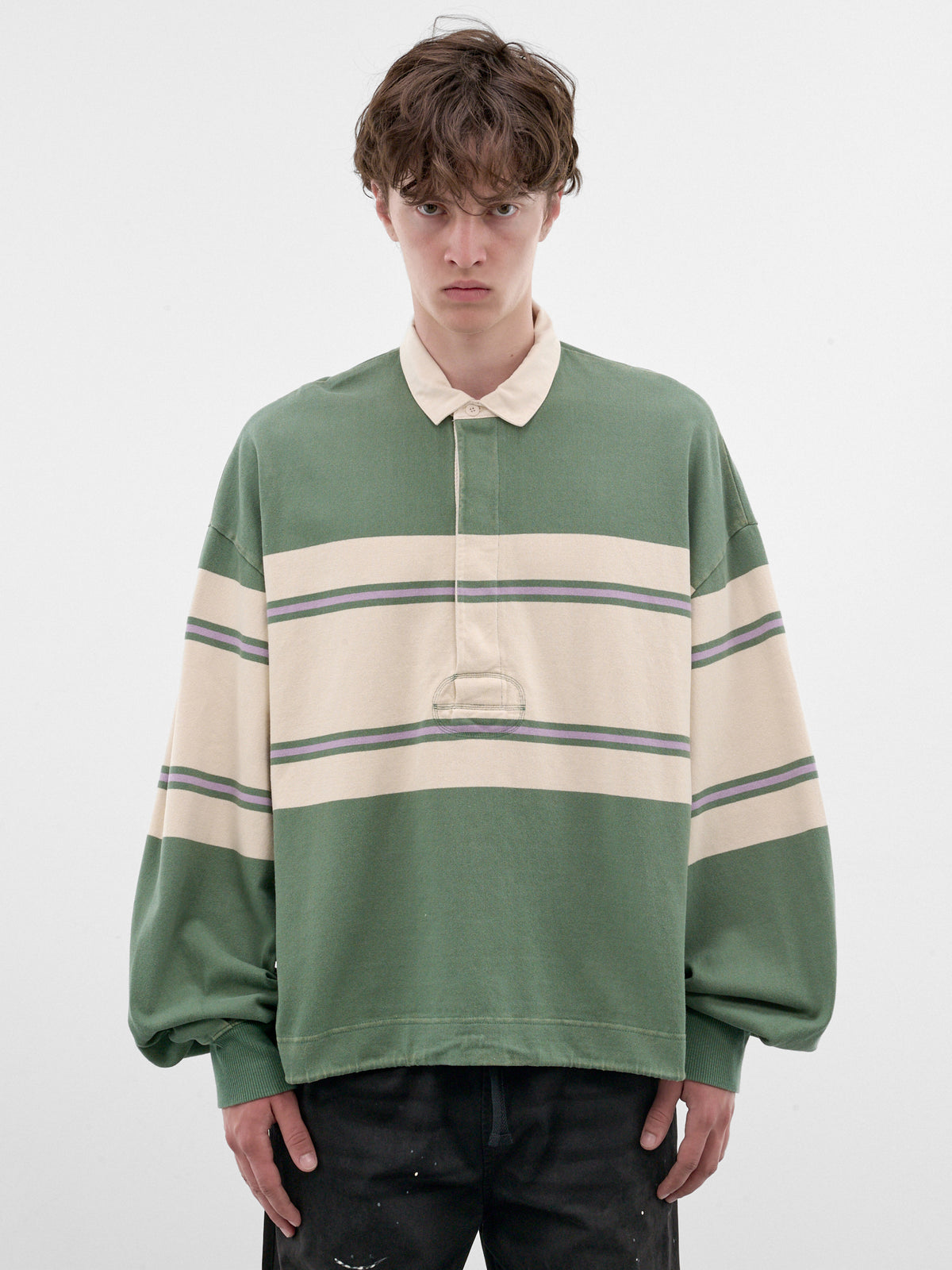 Striped Long Sleeve Rugby Shirt (K2604LC092-GREEN)