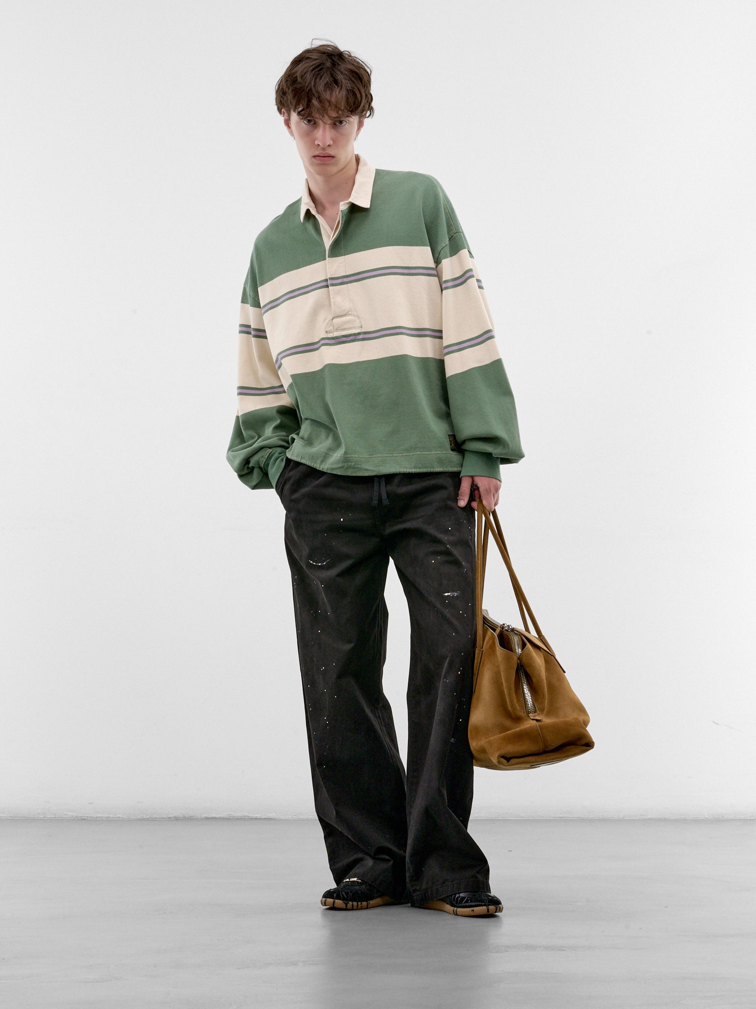 Striped Long Sleeve Rugby Shirt (K2604LC092-GREEN)