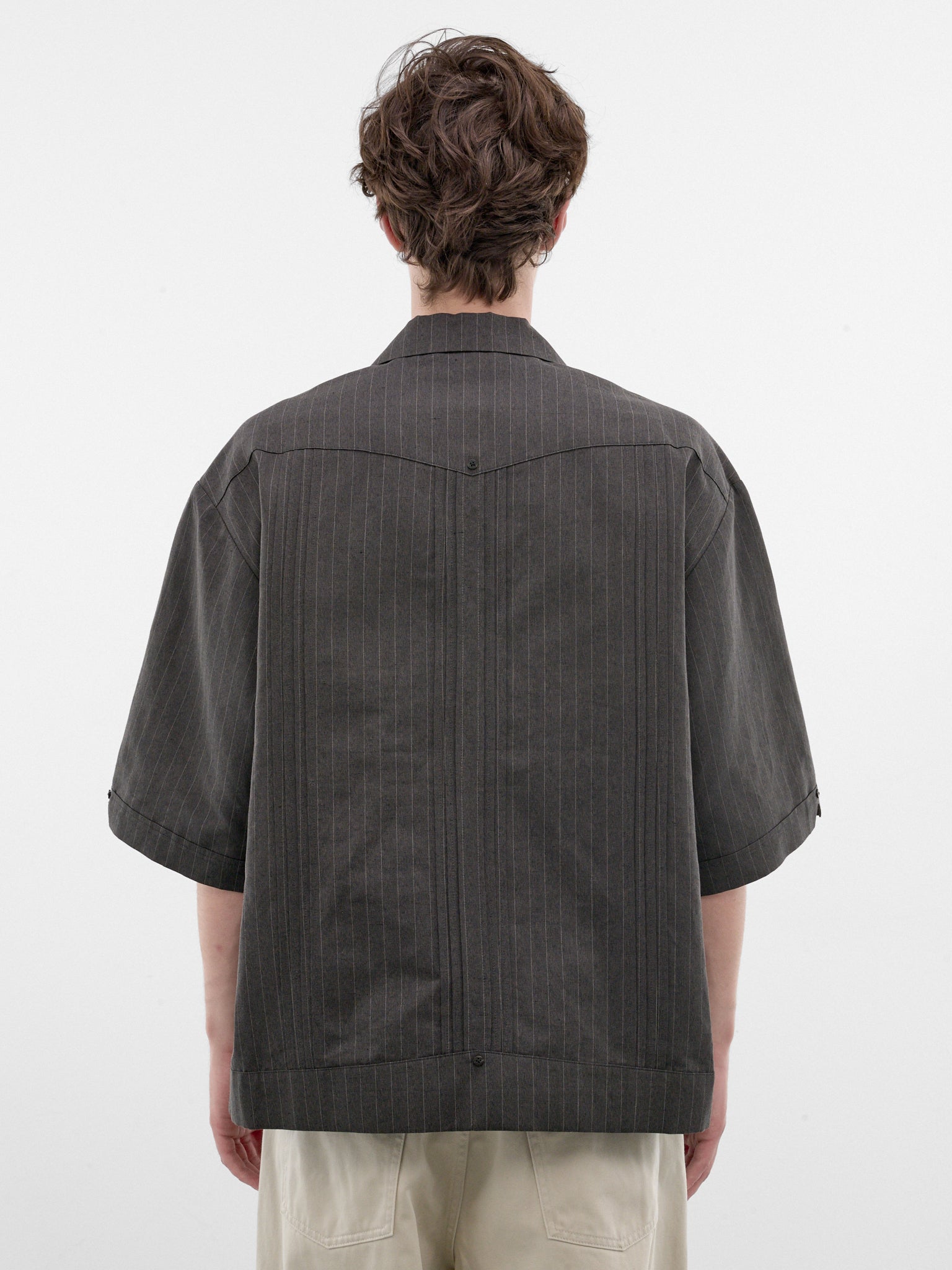 Charcoal Striped Boxy Shirt (K2604SJ099-CHARCOAL)