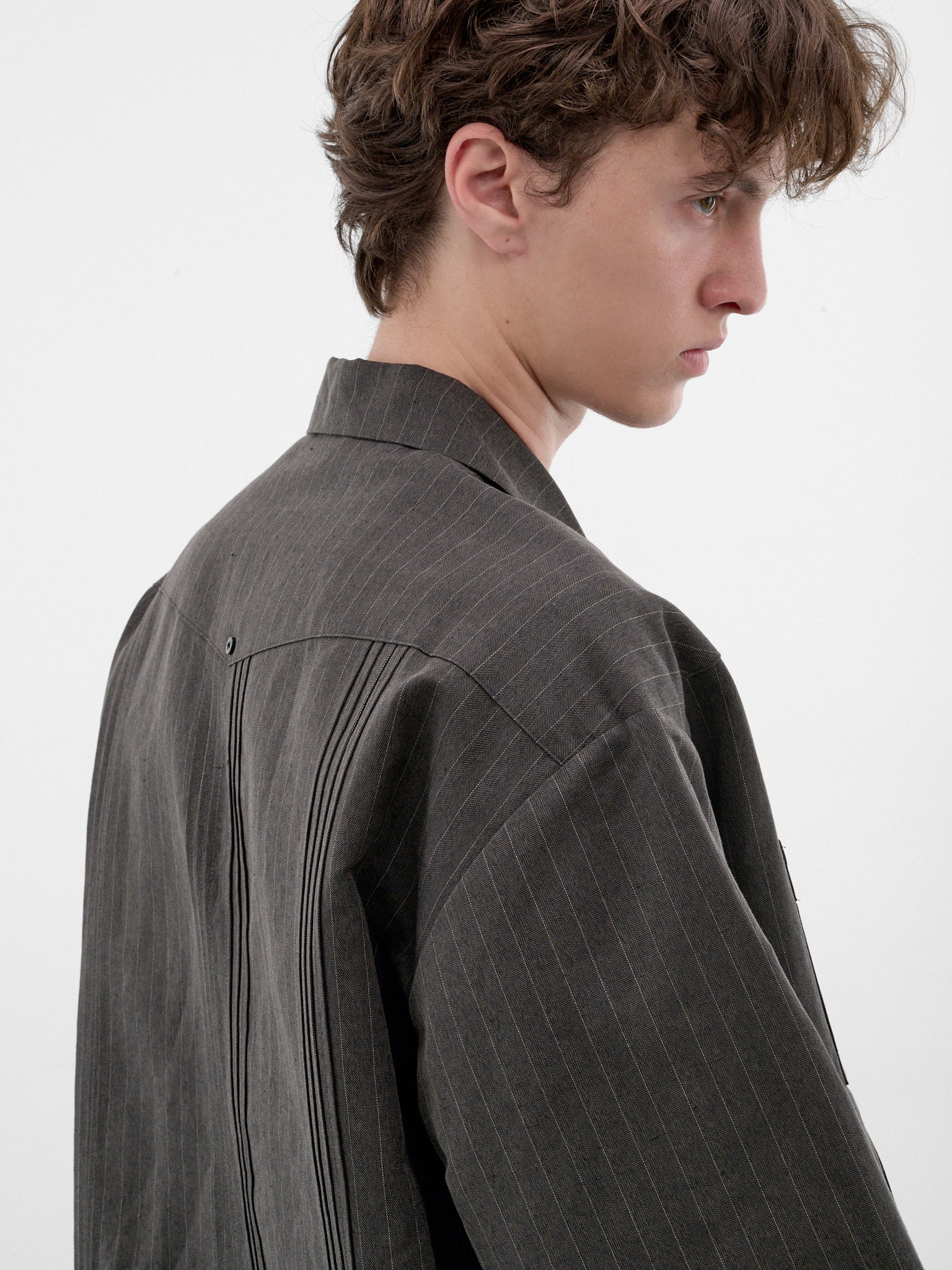Charcoal Striped Boxy Shirt (K2604SJ099-CHARCOAL)