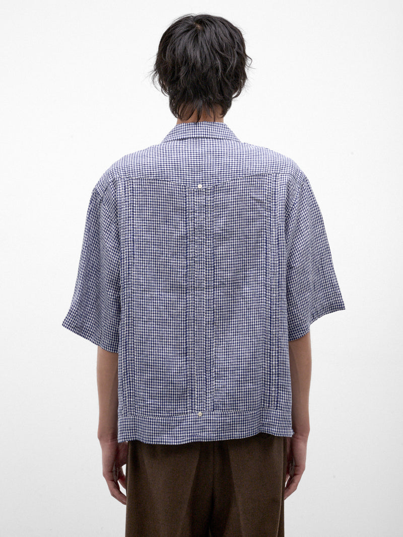 Blue Linen Cuban Shirt (K2604SS111-BL-BLUE)